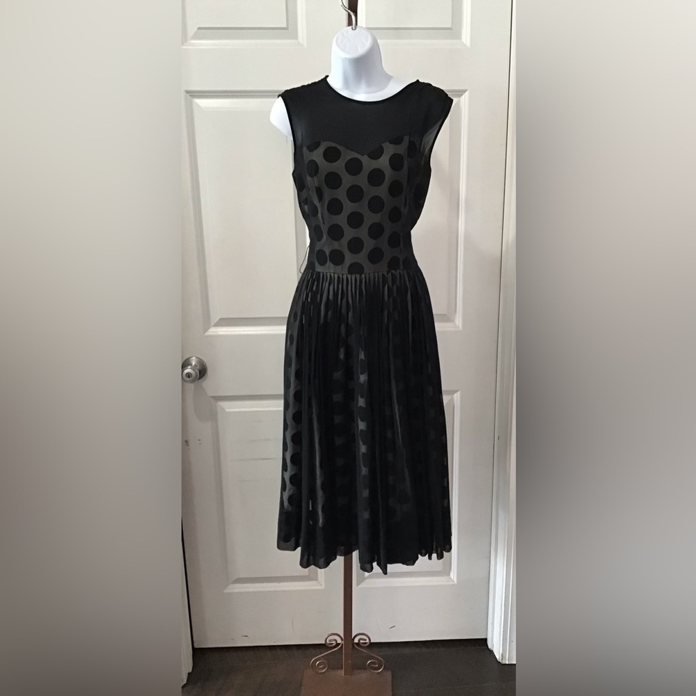 Unknown Chic Black Polka Dot Midi Dress